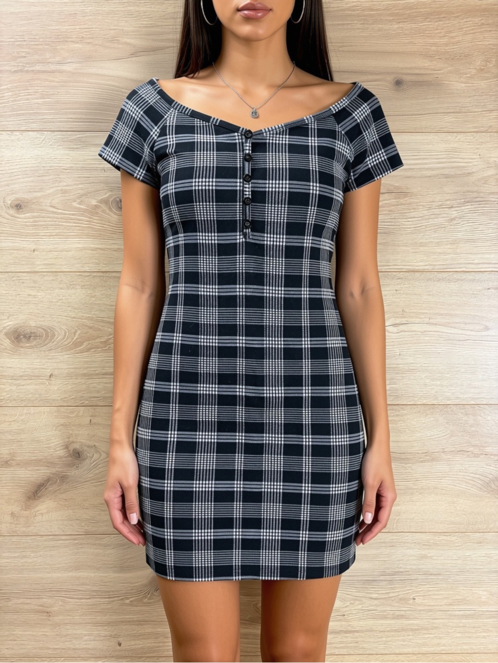 90s Grunge Goth Plaid Super Mini Bodycon Dress